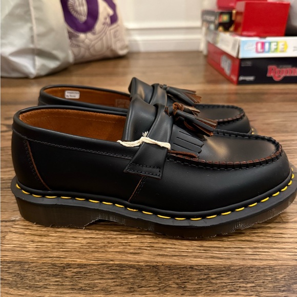 Dr. Martens Black Leather Loafers with Yellow Stitching - Picture 3 of 4